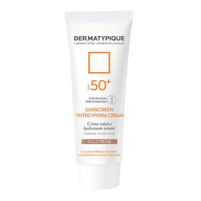 ضد آفتاب رنگی هیدرا پوست خشک +SPF50 بژ طلایی درماتیپیک-گالری پاریس