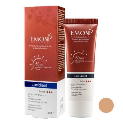 کرم ضد آفتاب ضدلک رنگی امونی درماسیوتیکس SPF 50 مدل برلیانت ‌مناسب پوست‌ های دارای لک حجم 50 میلی‌لیتر-گالری پاریس